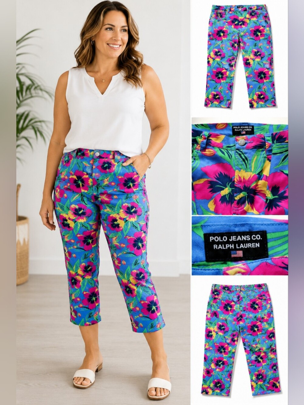Polo Jeans Co Ralph Lauren Floral Crop Pants Women’s Size 8